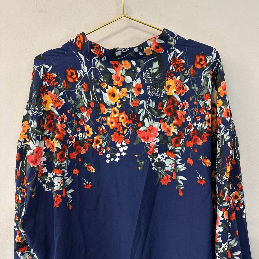 Blue/ Multi Floral Long Sleeve Top 4X Plus