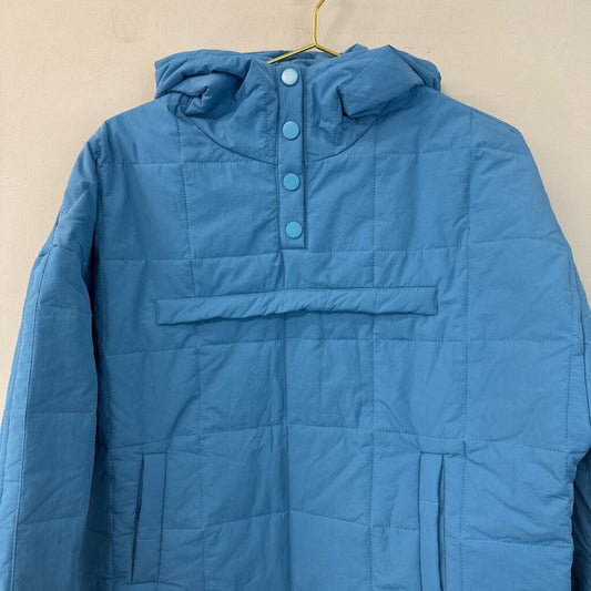 Blue Quilted Hooded Pullover Large