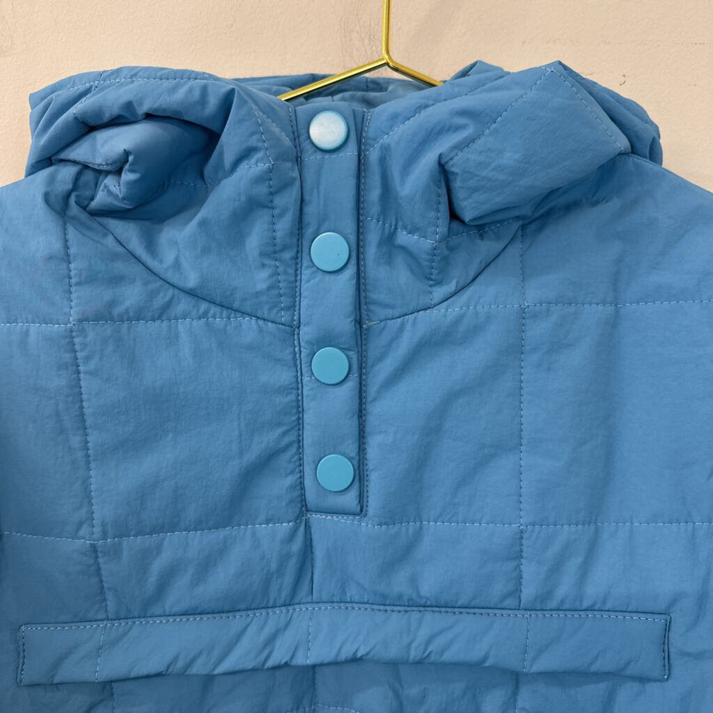 Blue Quilted Hooded Pullover Large