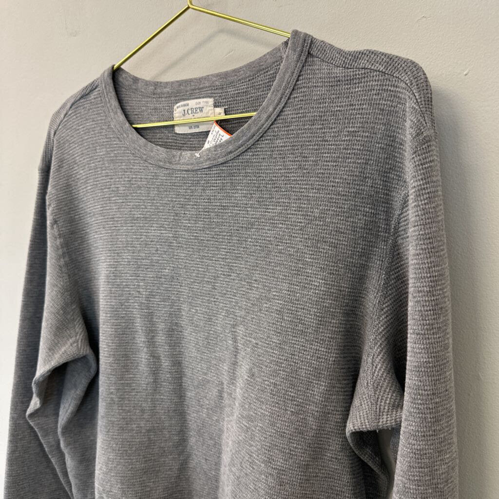 J Crew Grey Waffle Knit Long Sleeve Top Large