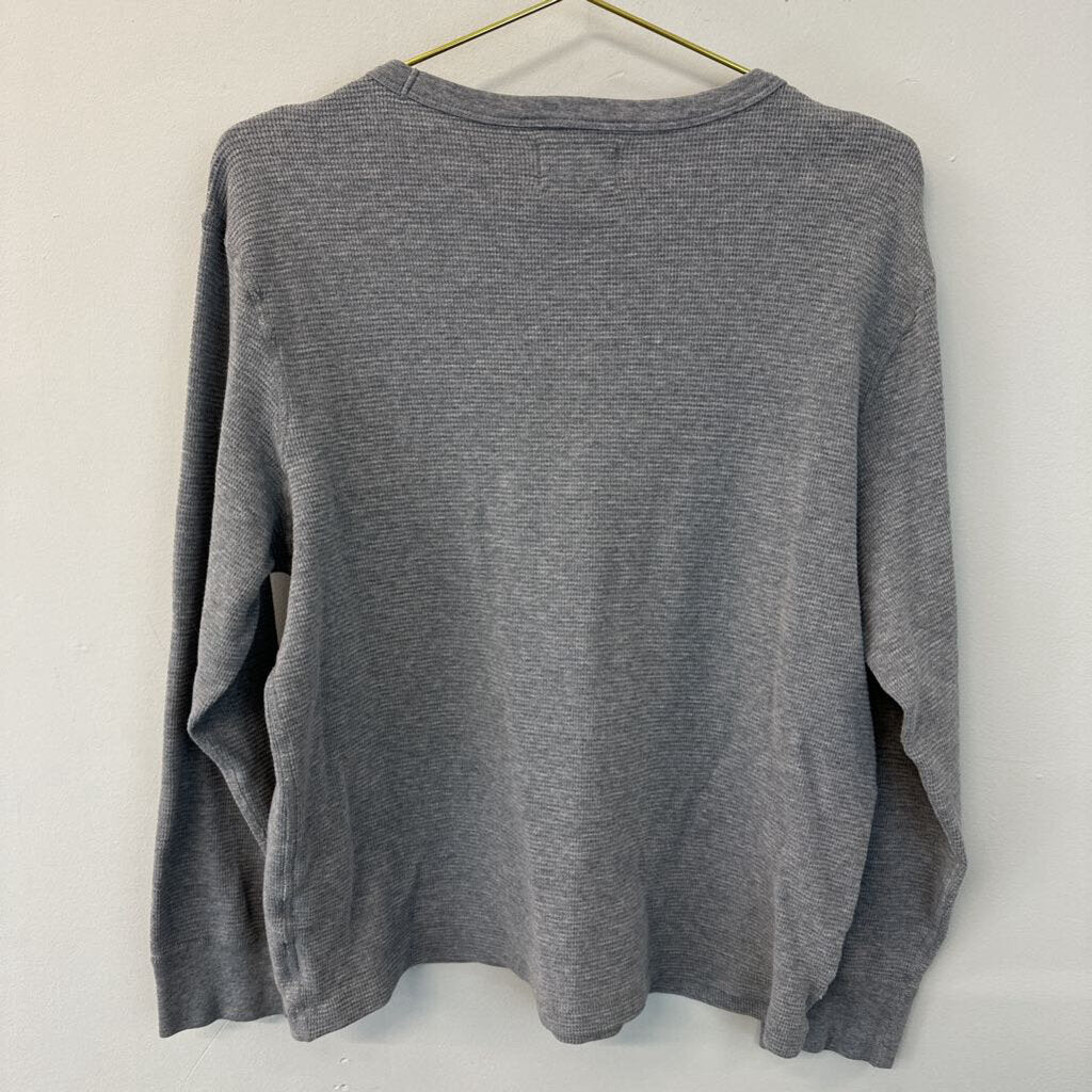 J Crew Grey Waffle Knit Long Sleeve Top Large