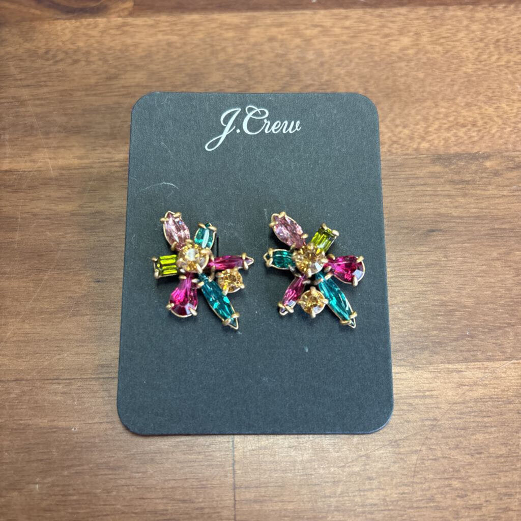 J Crew Pink/ Multi Stone Cluster Earrings