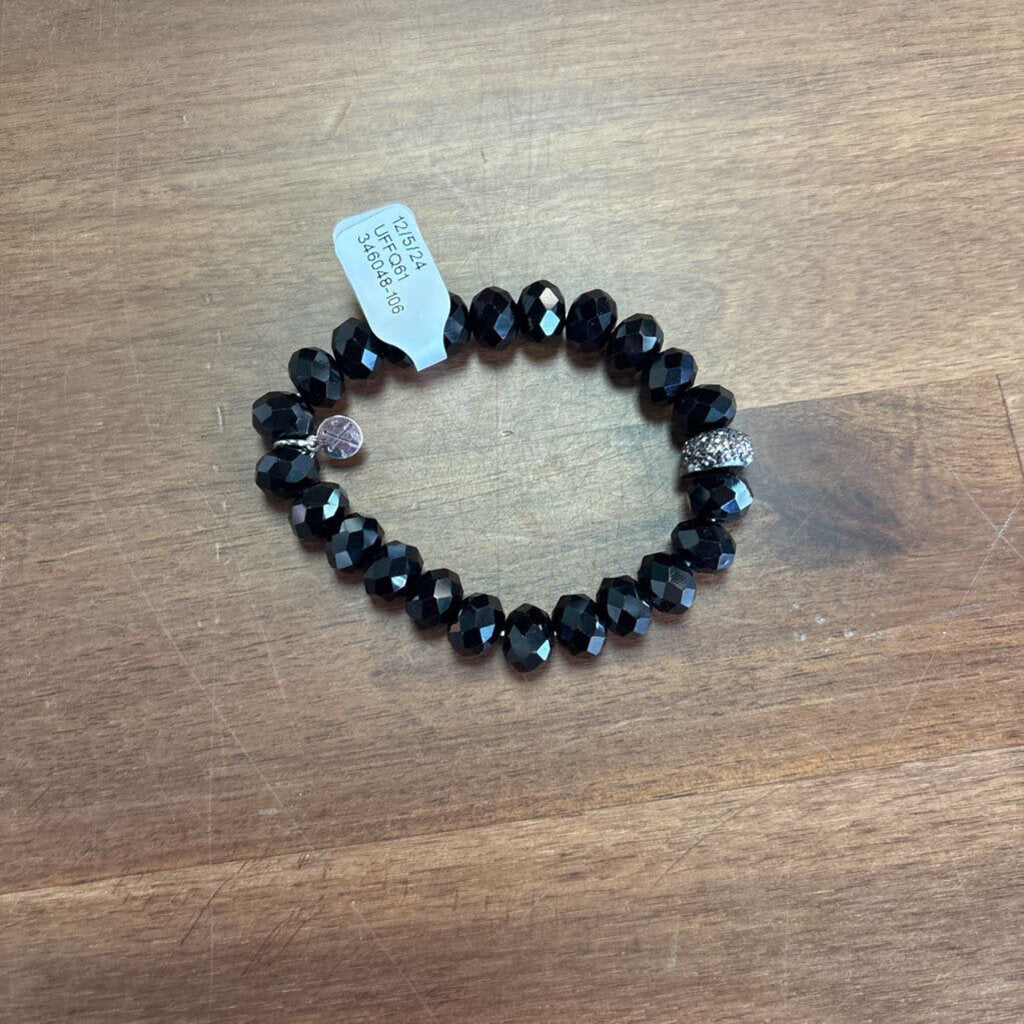 Black Beaded Stretchy Bracelet