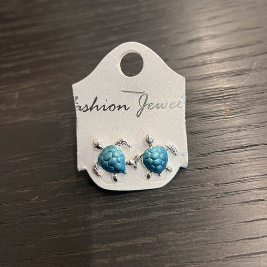 Silver/ Blue Turtle Earrings