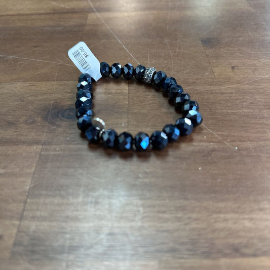 Navy Beaded Stretchy Bracelet