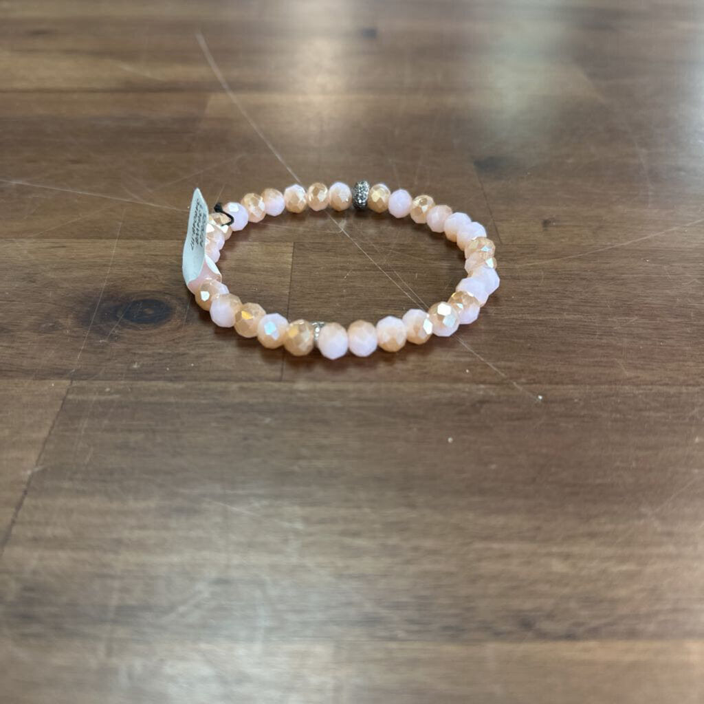 Pink Beaded Stretchy Bracelet