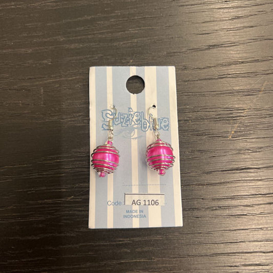 Suzie Blue Pink/ Silver Swirl Ball Earrings