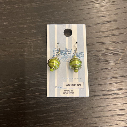 Suzie Blue Green/ Silver Swirl Ball Earrings