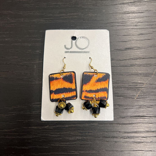 JO Brown/ Black Print Bead Drop Earrings