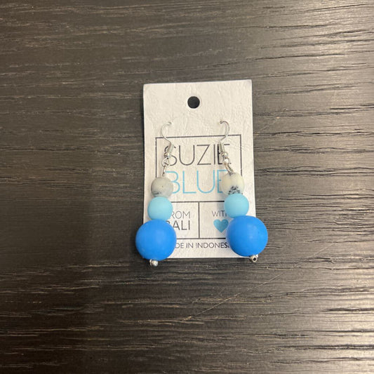 Suzie Blue Blue Ball Beaded Drop Earrings