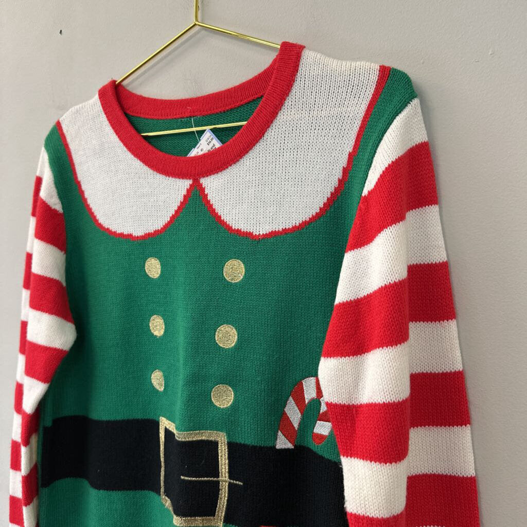 Green/ Red Elf Christmas Sweater Medium