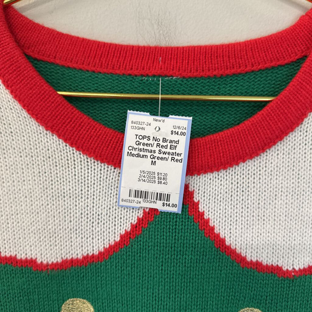 Green/ Red Elf Christmas Sweater Medium