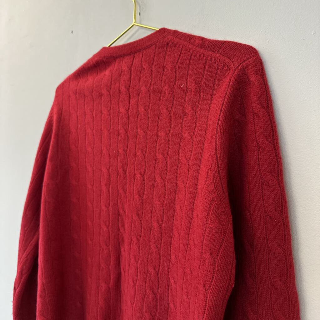 Vintage Brooks Brothers Red Cable Knit Cardigan Sweater Large