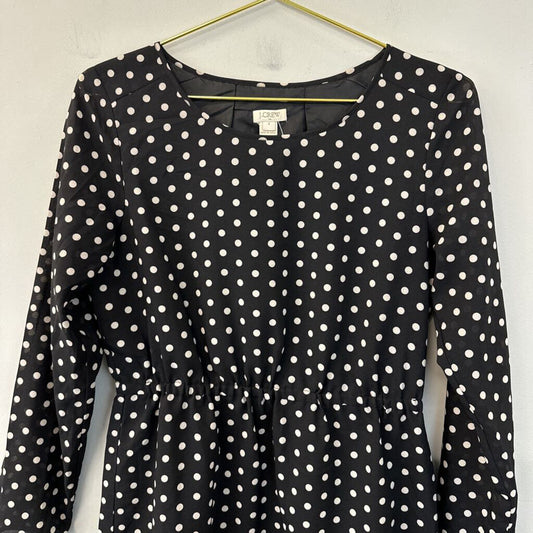 J Crew Black/ Cream Polka Dot Long Sleeve Dress 4