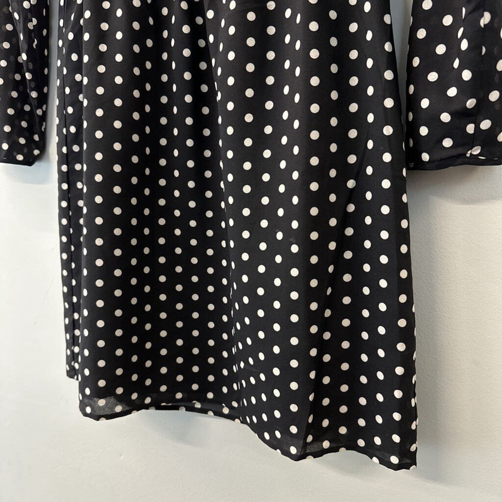 J Crew Black/ Cream Polka Dot Long Sleeve Dress 4