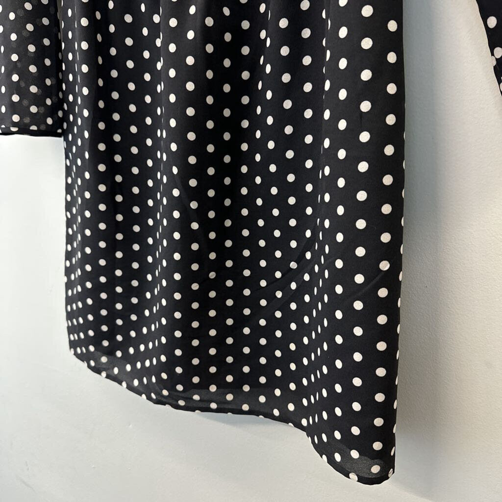 J Crew Black/ Cream Polka Dot Long Sleeve Dress 4