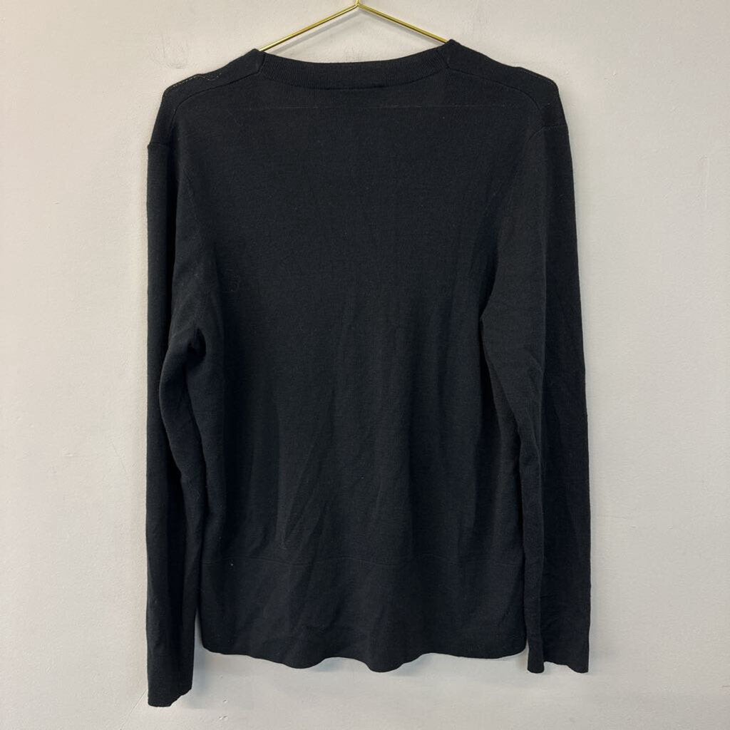 Ann Taylor Black Deep V Long Sleeve Top Extra Large