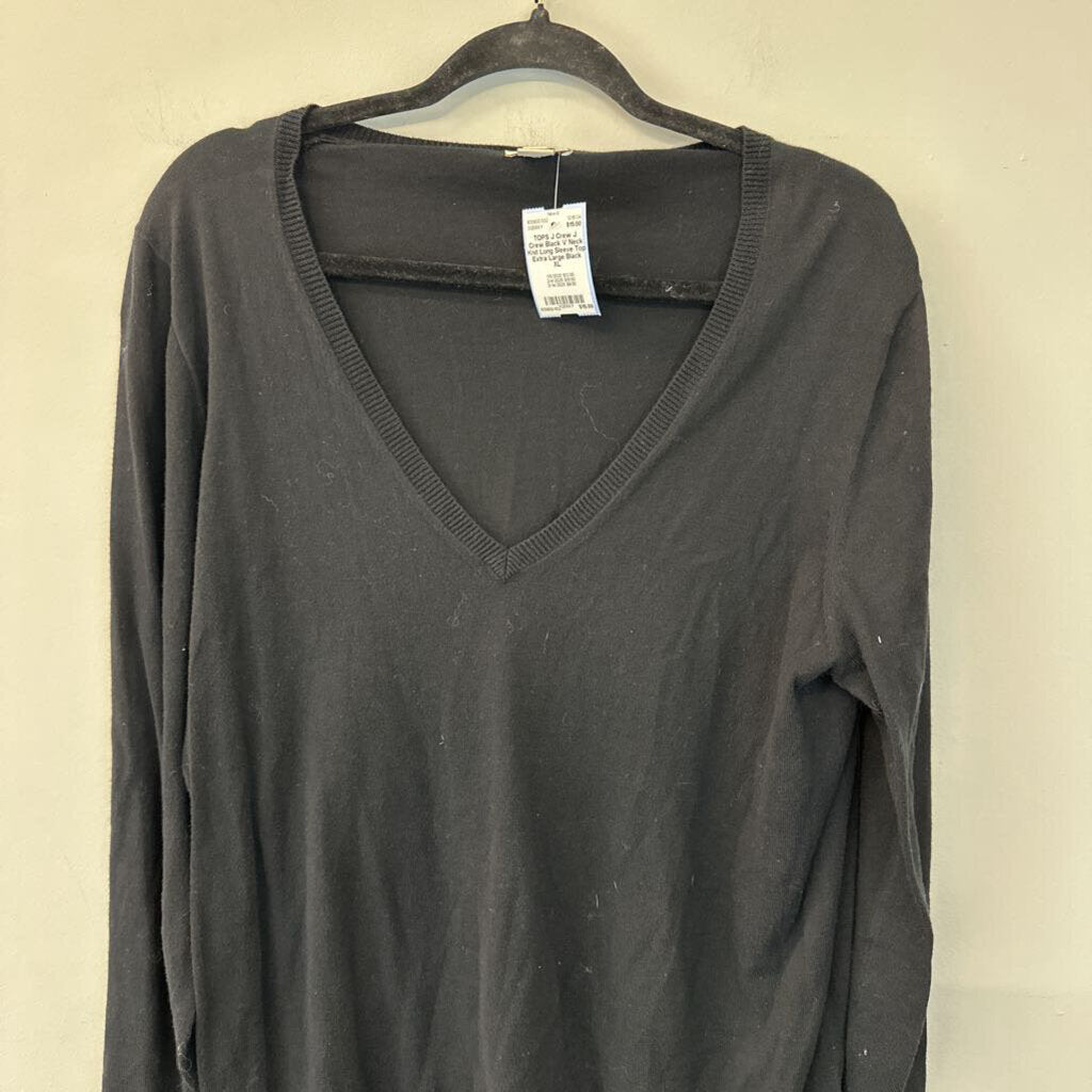 J Crew Black V Neck Knit Long Sleeve Top Extra Large