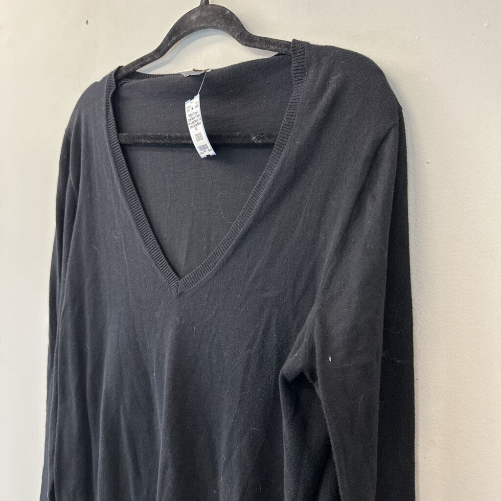 J Crew Black V Neck Knit Long Sleeve Top Extra Large