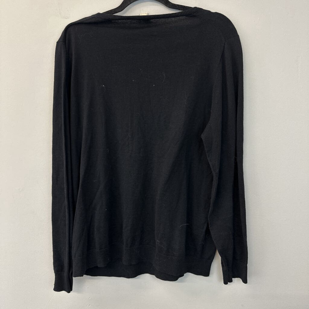 J Crew Black V Neck Knit Long Sleeve Top Extra Large