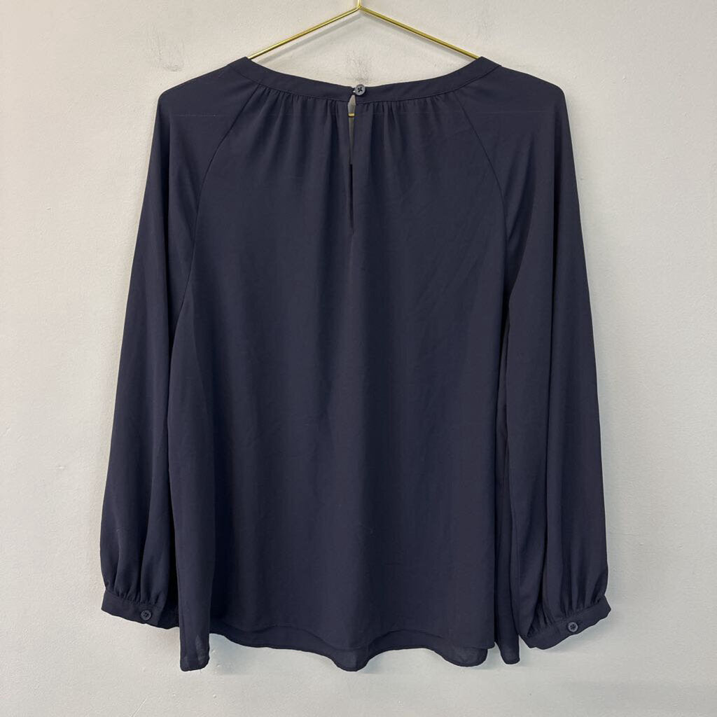 Ann Taylor Navy Long Sleeve Top Large