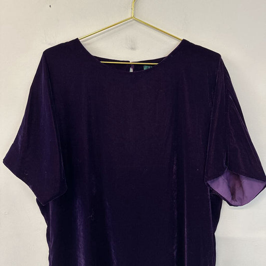 Ralph Lauren Purple Velvet Short Sleeve Short Dress 14