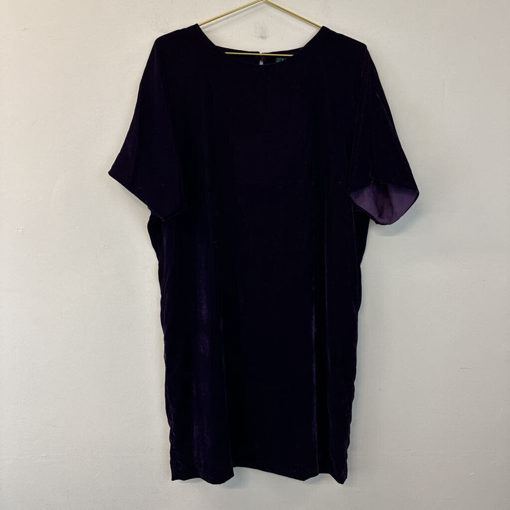 Ralph Lauren Purple Velvet Short Sleeve Short Dress 14