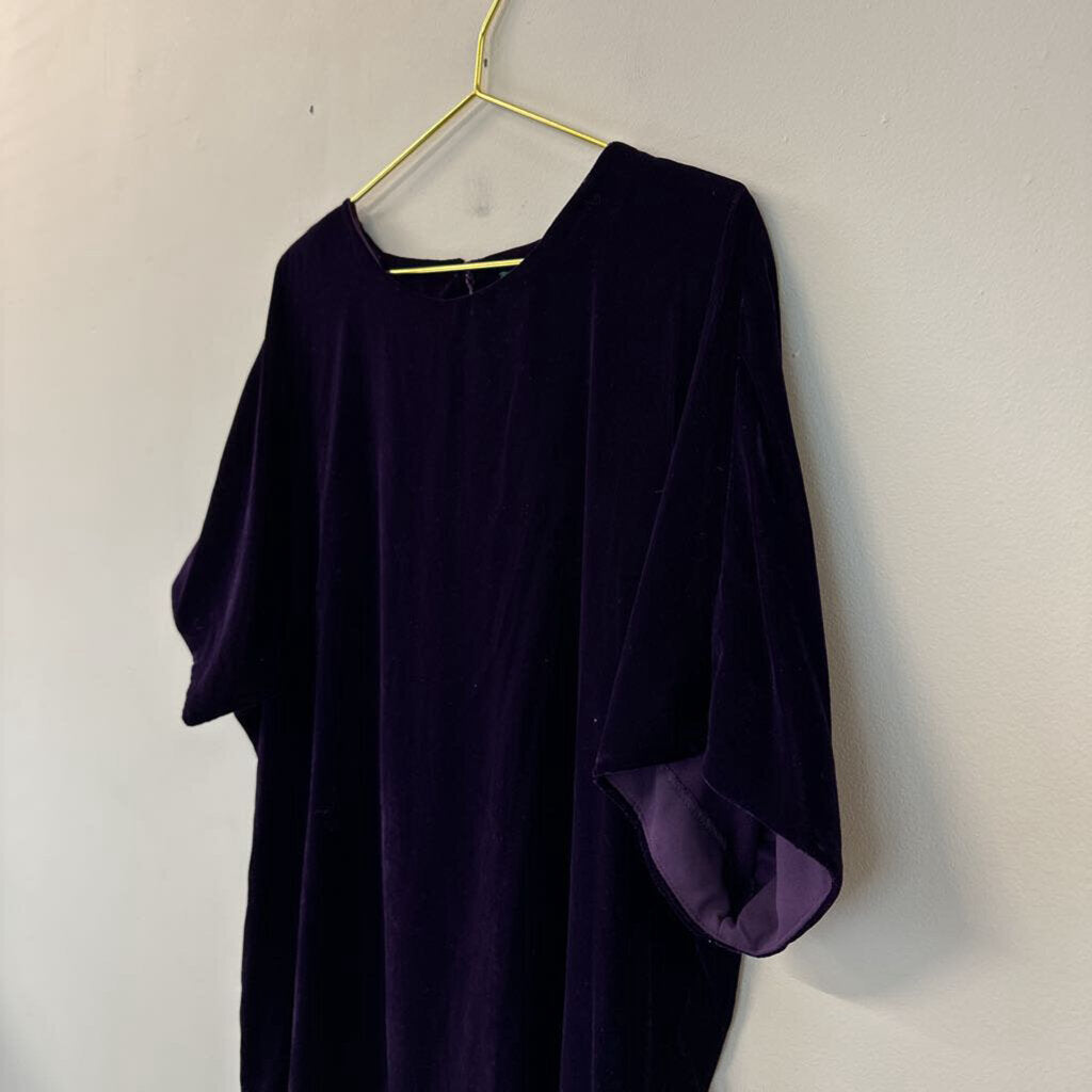 Ralph Lauren Purple Velvet Short Sleeve Short Dress 14