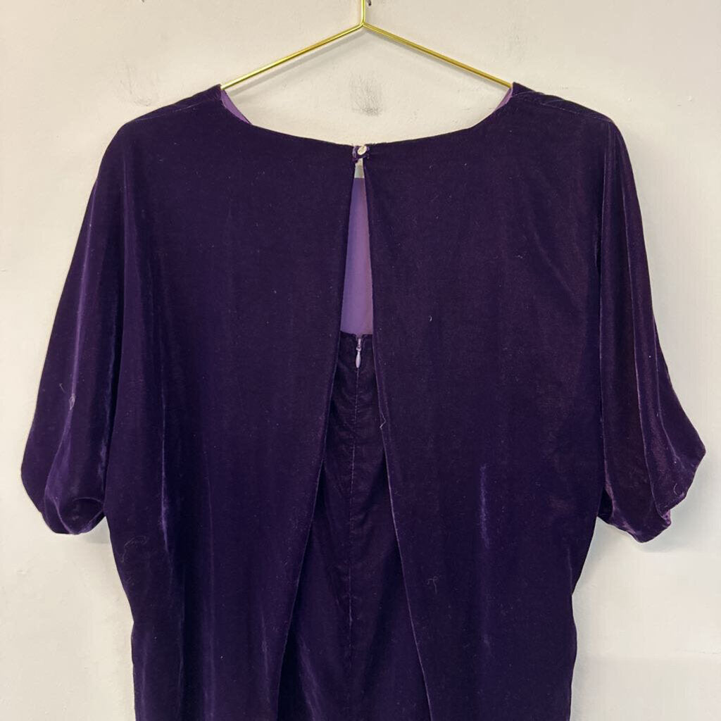 Ralph Lauren Purple Velvet Short Sleeve Short Dress 14