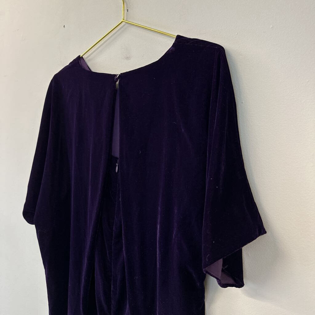 Ralph Lauren Purple Velvet Short Sleeve Short Dress 14