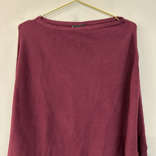 Vici Burgundy Ribbed Long Sleeve A Symmetrical Top Medium