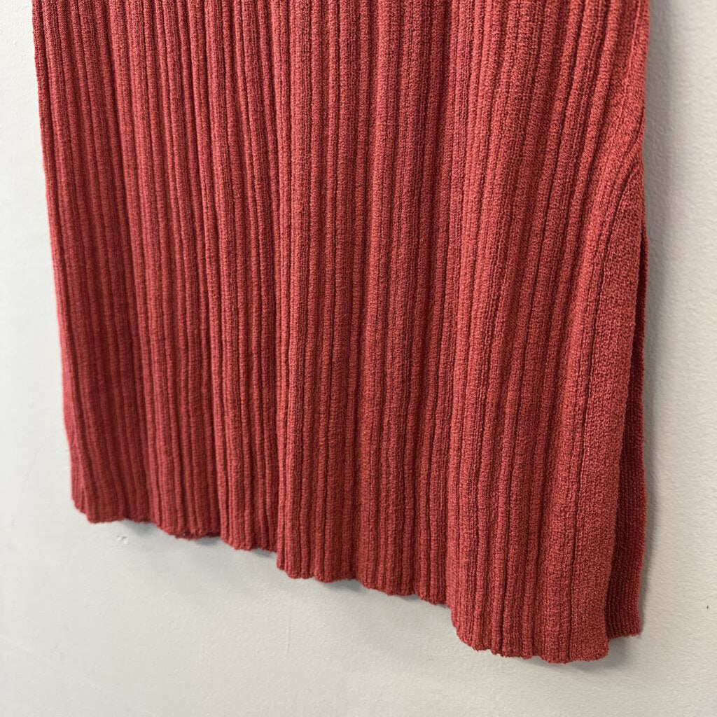 Lumiere Brick Red Ribbed Sleeveless Top Large