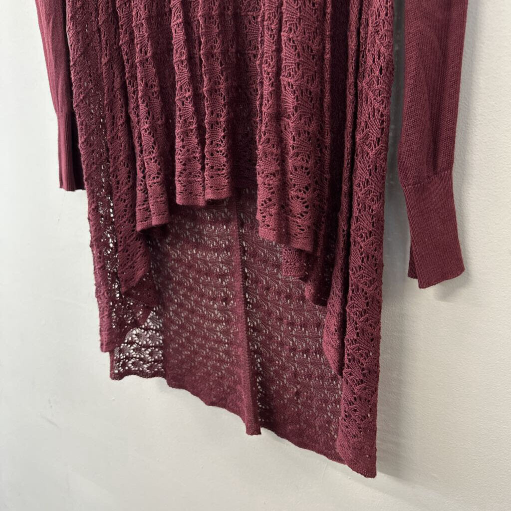 Grace and Lace Burgundy Sheer Lace Tunic Top Medium