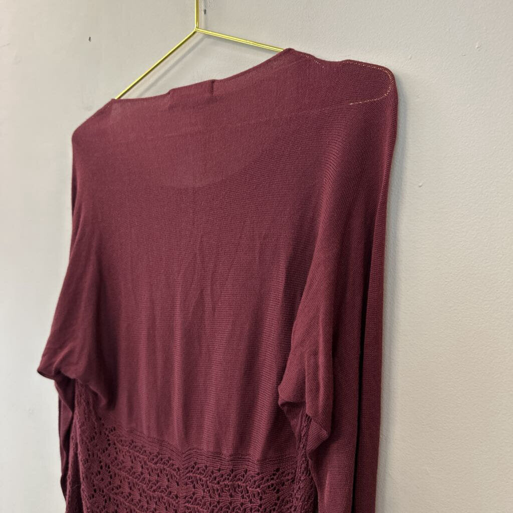 Grace and Lace Burgundy Sheer Lace Tunic Top Medium