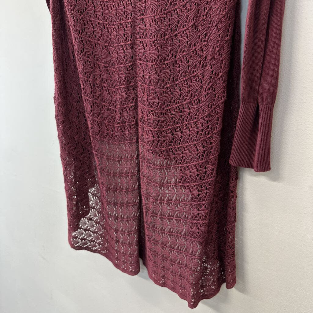 Grace and Lace Burgundy Sheer Lace Tunic Top Medium