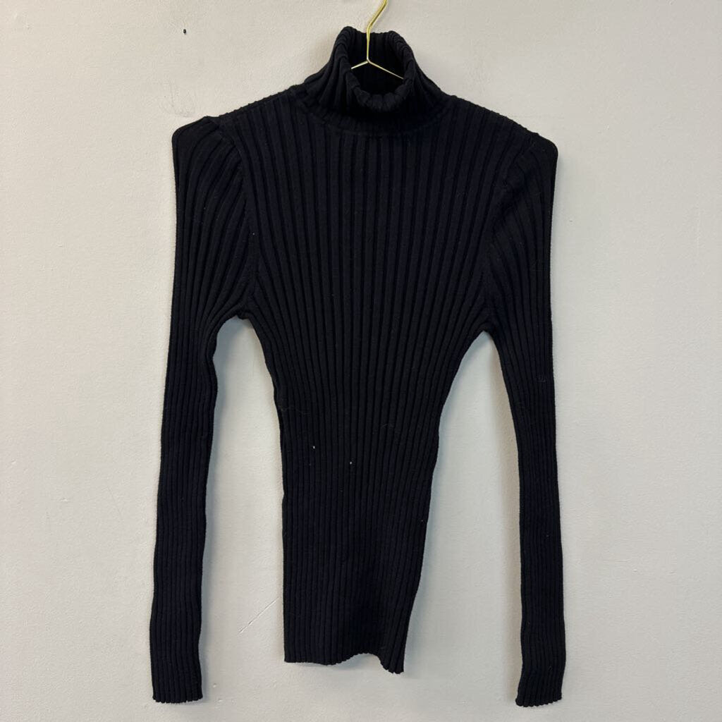 Sundance Black Ribbed Long Sleeve Turtleneck Large