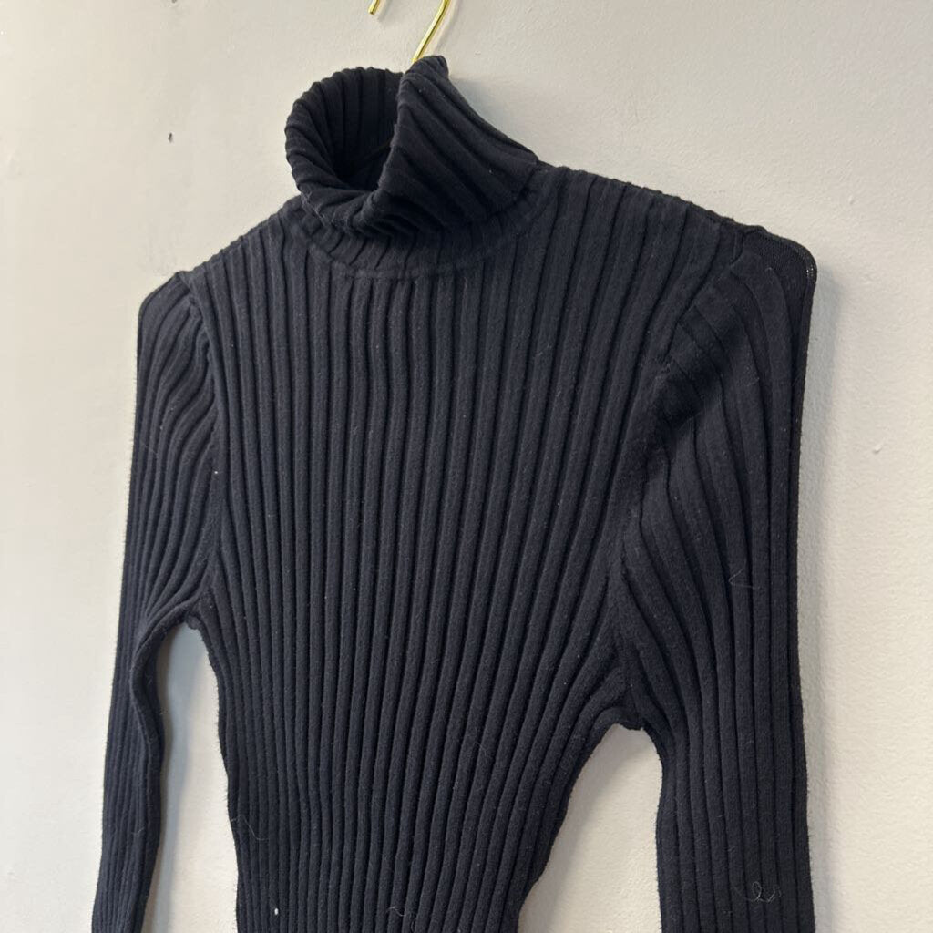 Sundance Black Ribbed Long Sleeve Turtleneck Large