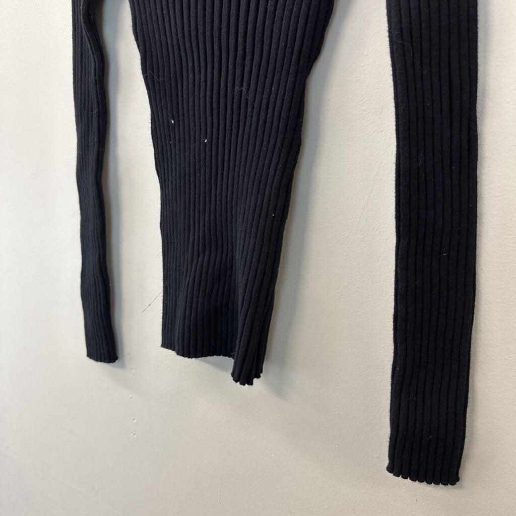 Sundance Black Ribbed Long Sleeve Turtleneck Large