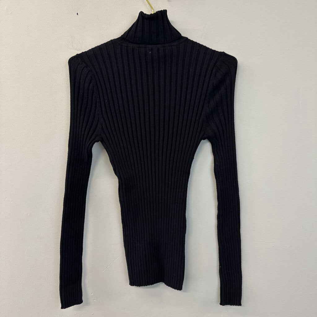 Sundance Black Ribbed Long Sleeve Turtleneck Large