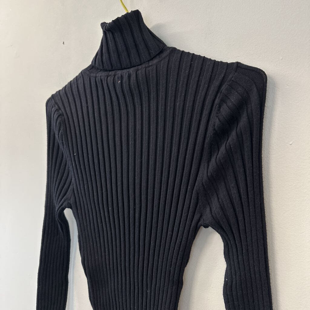 Sundance Black Ribbed Long Sleeve Turtleneck Large