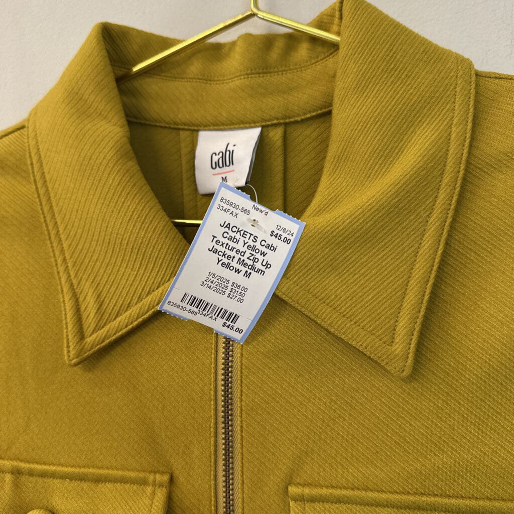 Cabi Yellow Textured Zip Up Jacket Medium