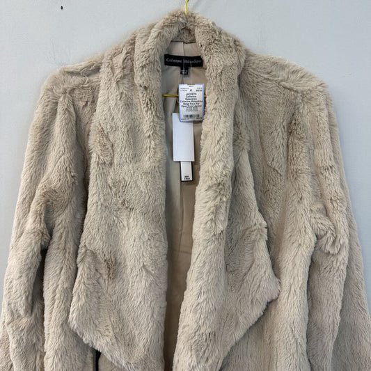 Catherine Malandrino Beige Faux Fur Open Front Jacket Large