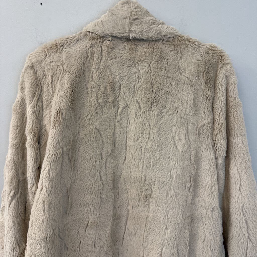 Catherine Malandrino Beige Faux Fur Open Front Jacket Large