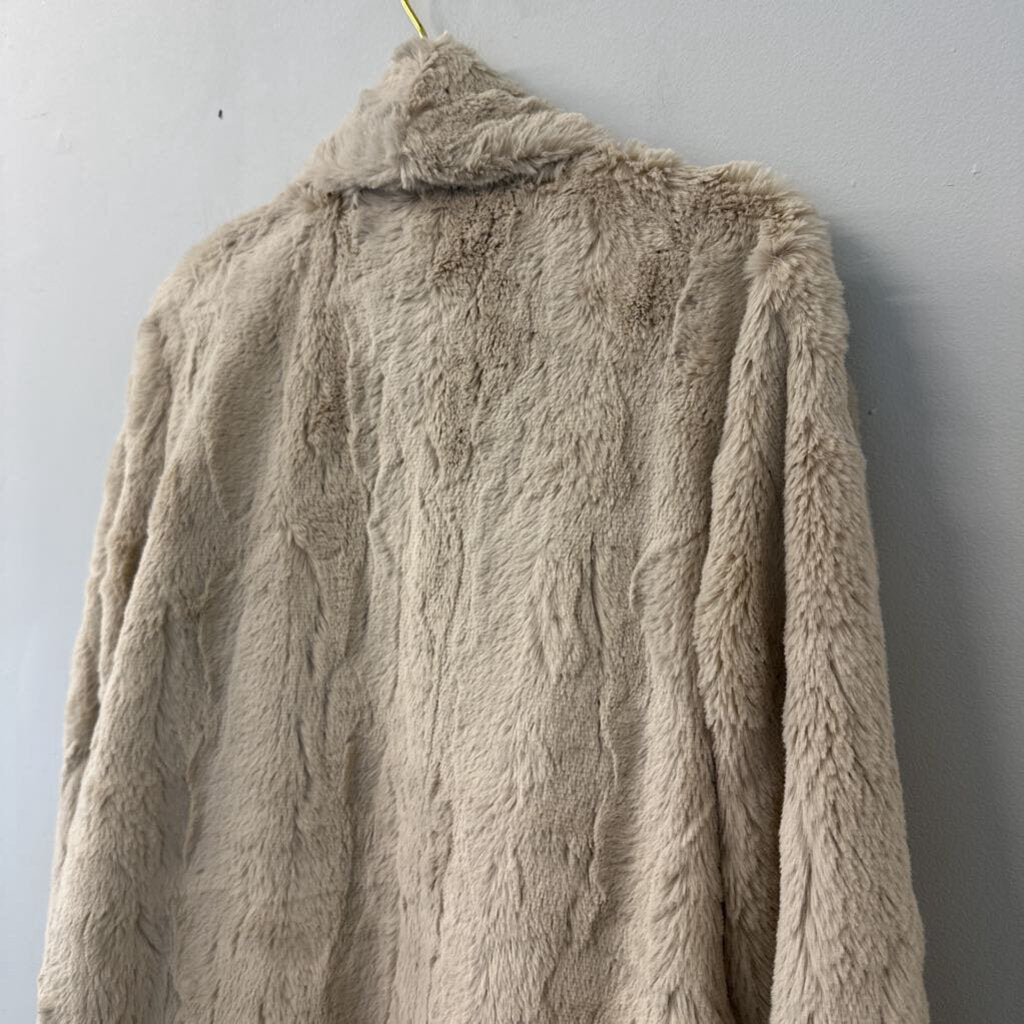 Catherine Malandrino Beige Faux Fur Open Front Jacket Large