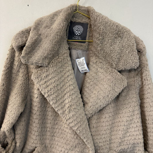 Vince Camuto Beige Faux Fur Long Jacket Large