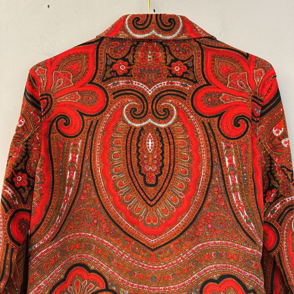 Isaac Mizrahi Red/ Multi Print Corduroy Jacket Large