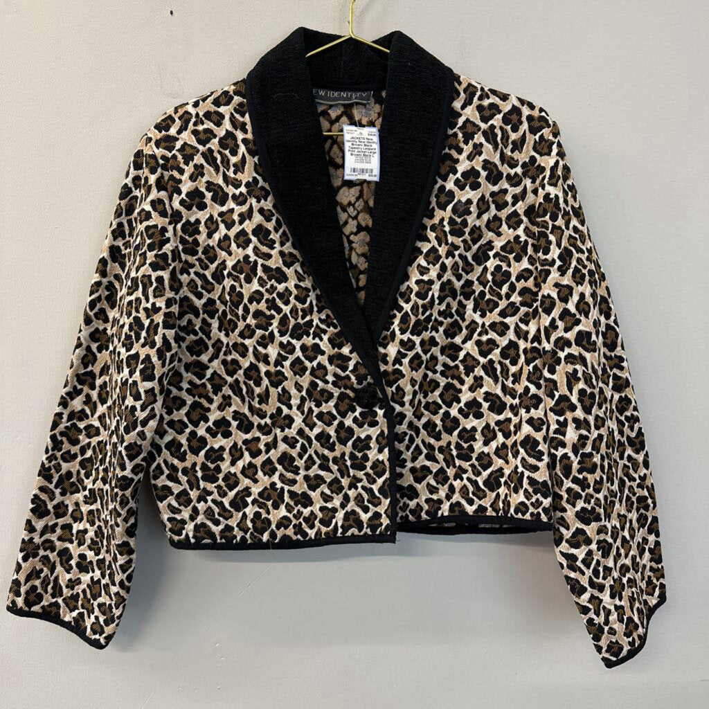 New Identity Brown/ Black Tapestry Leopard Print Jacket Large