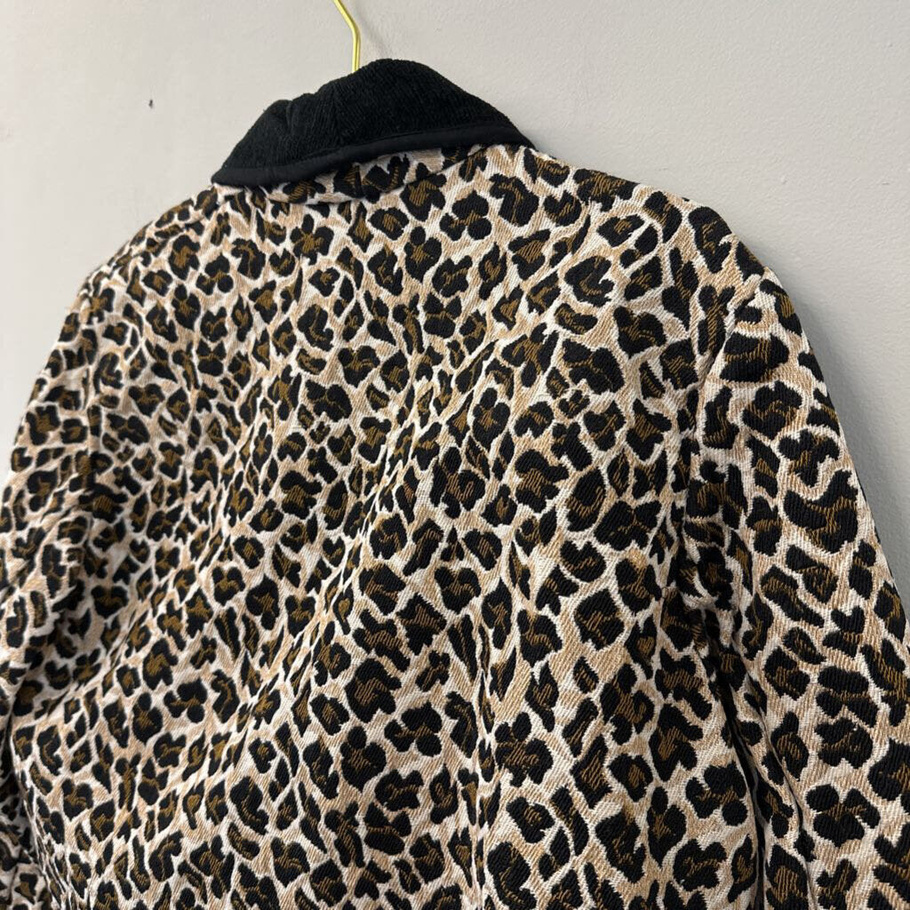 New Identity Brown/ Black Tapestry Leopard Print Jacket Large