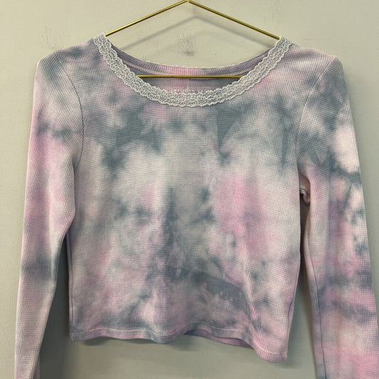 American Eagle Purple/ Blue Tie Dye Long Sleeve Crop Top Small