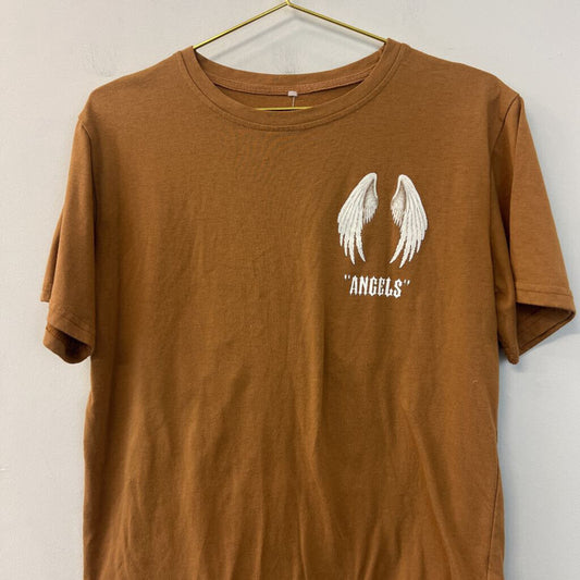 Brown Short Sleeve Angels Graphic Tee Small